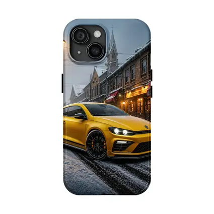 Volkswagen Scirocco Yellow Snow Street Night