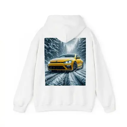 Volkswagen Scirocco Yellow Car Snowy Forest Road