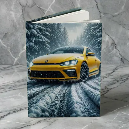 Volkswagen Scirocco Yellow Car Snowy Forest Road