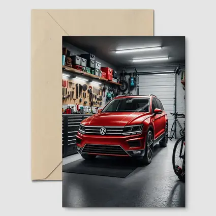 Volkswagen Tiguan Red SUV Garage Scene