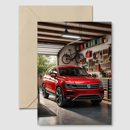Volkswagen Tiguan Red SUV Garage Setting