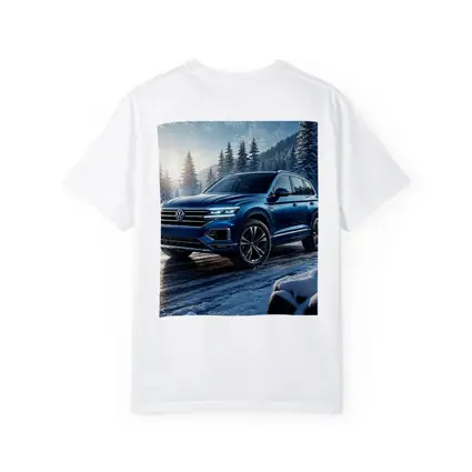 Volkswagen Touareg Blue SUV Snowy Forest