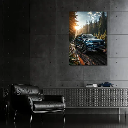 Volkswagen Touareg SUV Forest Trail Sunset