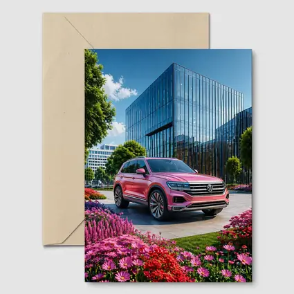 Volkswagen Touareg Pink SUV Modern Building