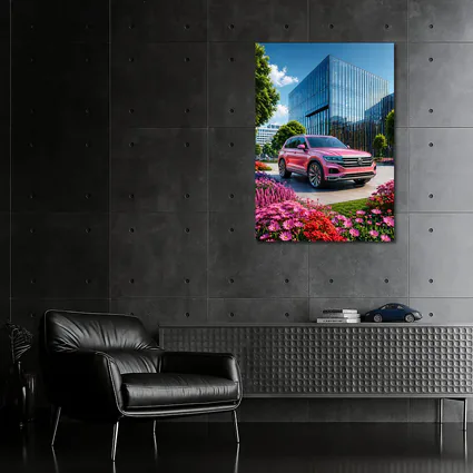 Volkswagen Touareg Pink SUV Modern Building