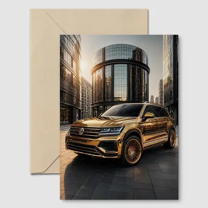 Volkswagen Touareg Gold Chrome City Buildings
