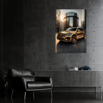 Volkswagen Touareg Gold Chrome City Buildings
