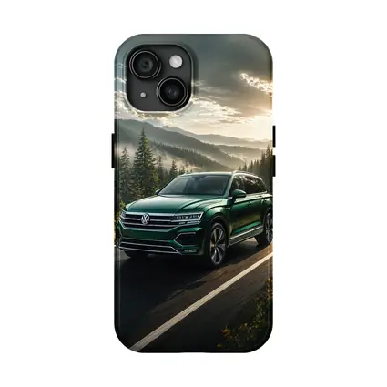 Volkswagen Touareg Green SUV Mountain Road