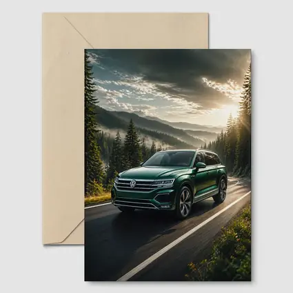 Volkswagen Touareg Green SUV Mountain Road