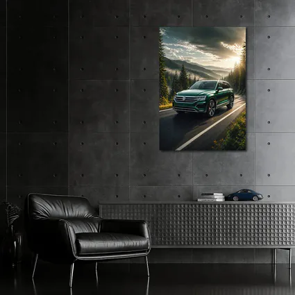 Volkswagen Touareg Green SUV Mountain Road