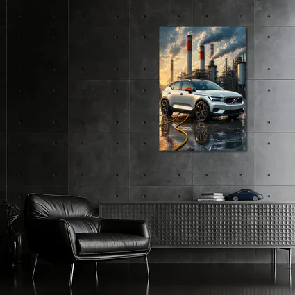 Volvo XC40 Recharge Industrial Sunset Scene