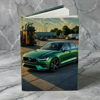 Volvo S60 Green Sedan at Gas Station