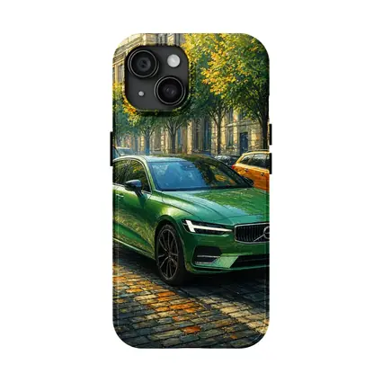 Volvo S60 Green Sedan Cobblestone Street