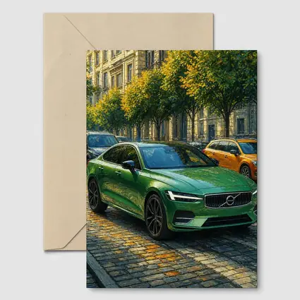Volvo S60 Green Sedan Cobblestone Street