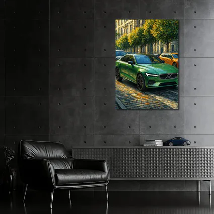 Volvo S60 Green Sedan Cobblestone Street