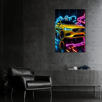 Volvo S60 Yellow Neon Light Background