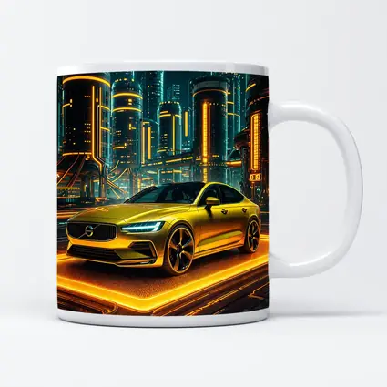 Volvo S60 Glowing Neon Futuristic City Night