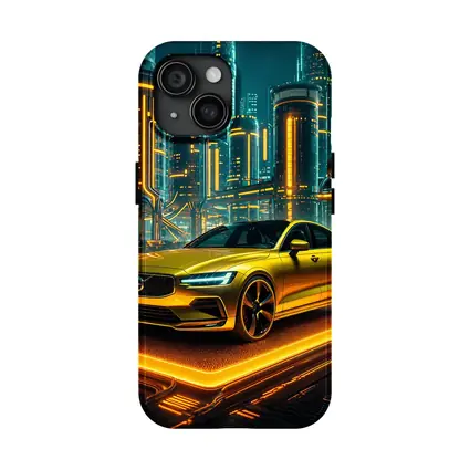 Volvo S60 Glowing Neon Futuristic City Night