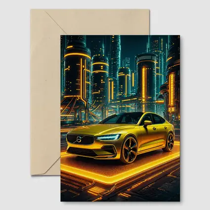 Volvo S60 Glowing Neon Futuristic City Night