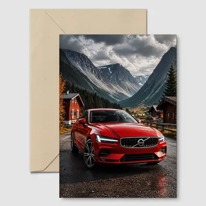 Volvo S60 Red Sedan Mountain Valley Setting