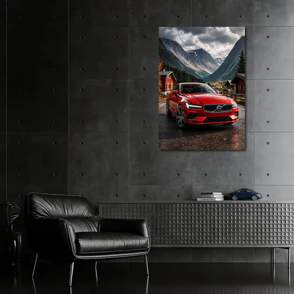 Volvo S60 Red Sedan Mountain Valley Setting