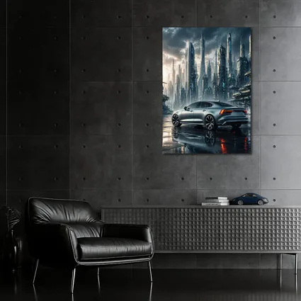 Volvo S60 Futuristic City Skyline Art