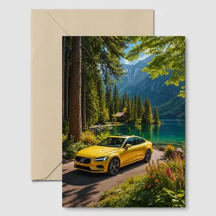 Volvo S60 Yellow Sedan Mountain Lake