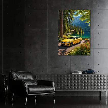 Volvo S60 Yellow Sedan Mountain Lake
