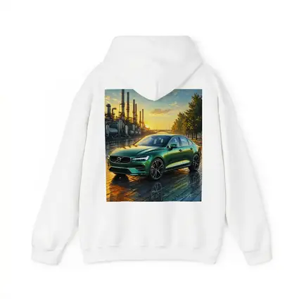 Volvo S60 Green Sedan Industrial Sunset Scene