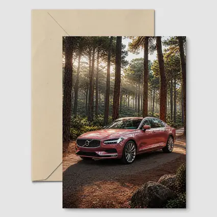 Volvo S90 Parked In Sunlit Forest