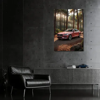 Volvo S90 Parked In Sunlit Forest