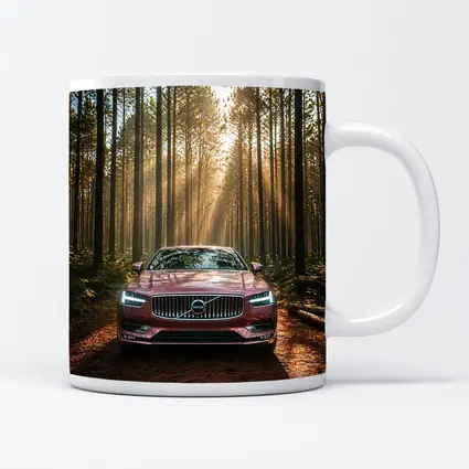 Volvo S90 Parked in Sunlit Forest
