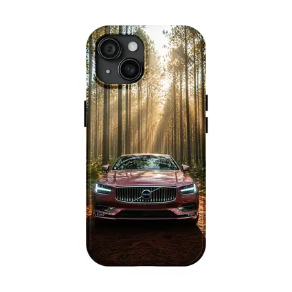 Volvo S90 Parked in Sunlit Forest