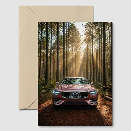 Volvo S90 Parked in Sunlit Forest