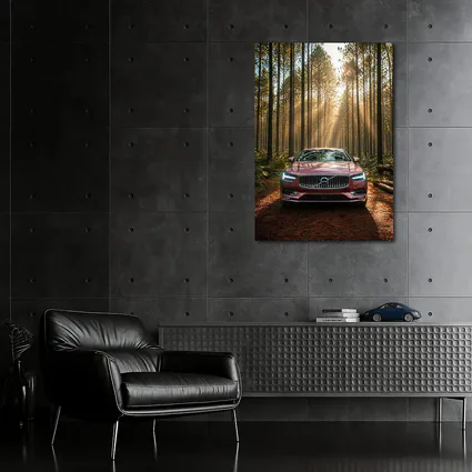 Volvo S90 Parked in Sunlit Forest