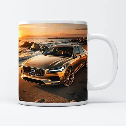Volvo S90 Parked on Sandy Beach Sunset