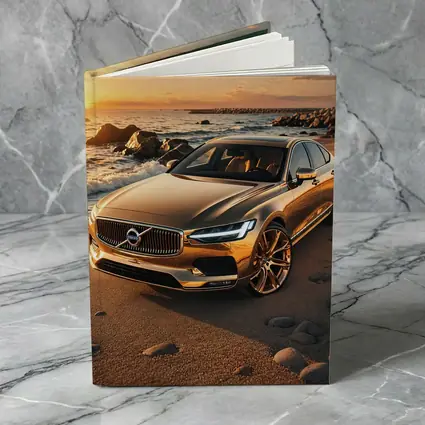 Volvo S90 Parked on Sandy Beach Sunset