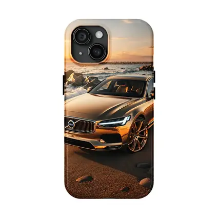 Volvo S90 Parked on Sandy Beach Sunset