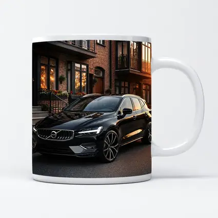 Volvo V40 Black Parked Urban Street Sunset