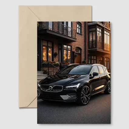 Volvo V40 Black Parked Urban Street Sunset