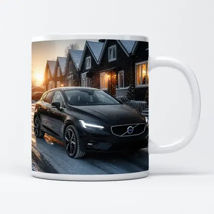 Volvo V40 Black On Snowy Winter Street