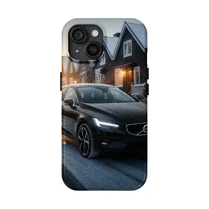 Volvo V40 Black On Snowy Winter Street