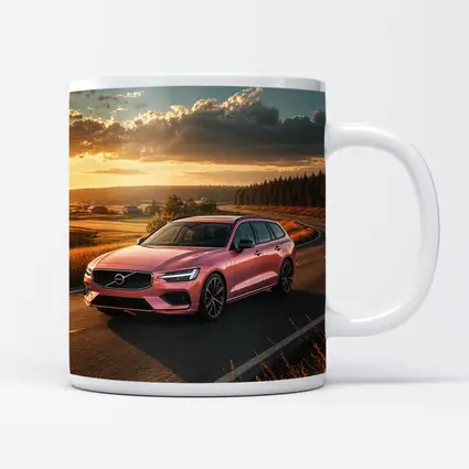 Volvo V60 Pink Wagon Country Road Sunset