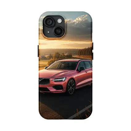 Volvo V60 Pink Wagon Country Road Sunset