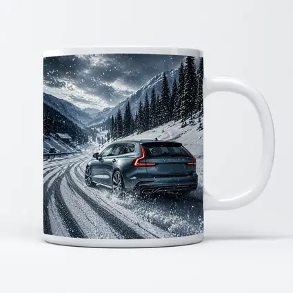 Volvo V60 Drifting Snow Mountain Road