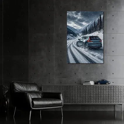 Volvo V60 Drifting Snow Mountain Road
