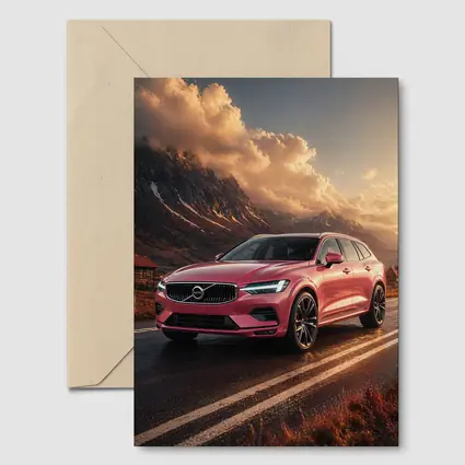 Volvo V60 Pink Road Mountain Sunset