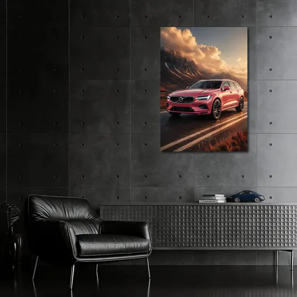Volvo V60 Pink Road Mountain Sunset