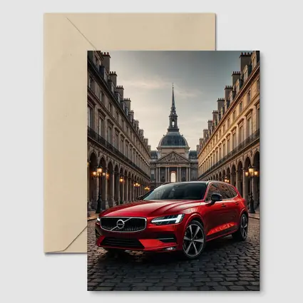 Volvo V60 Red Wagon Paris Courtyard