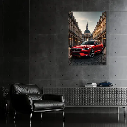Volvo V60 Red Wagon Paris Courtyard